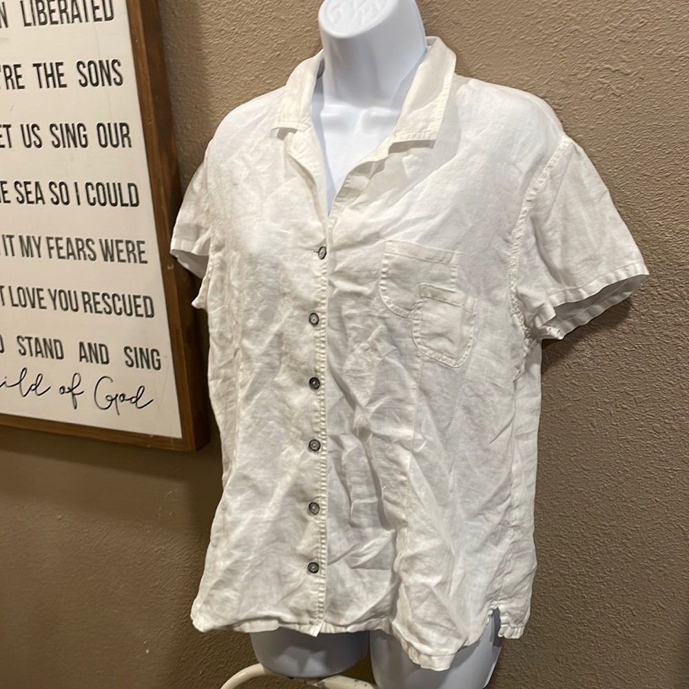 J. JILL linen shirt button up large short sleeve